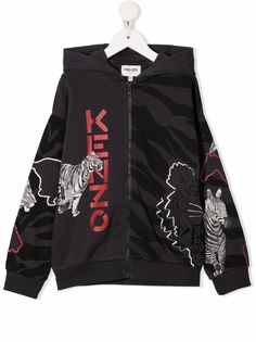 Kenzo Kids куртка с капюшоном и анималистичным принтом