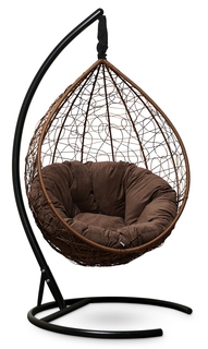 Подвесное кресло-кокон sevilla verde velour горячий шоколад со светло-коричневой подушкой (лаура) коричневый 110x195x110 см. L'aura