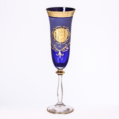 Набор фужеров для шампанского синий версаче богемия b-g 190 мл (6 шт) (balvinglass) синий
