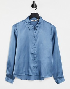 Атласная рубашка синего цвета с длинными рукавами JDY Fifi-Голубой