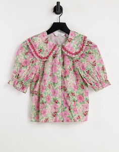 Разноцветная блузка с воротником и цветочным принтом из органического хлопка & Other Stories-Разноцветный