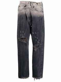 R13 джинсы с эффектом потертости