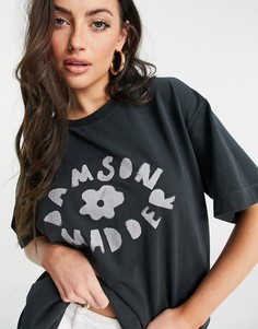 Свободная футболка из органического хлопка с графическим логотипом Damson Madder-Черный