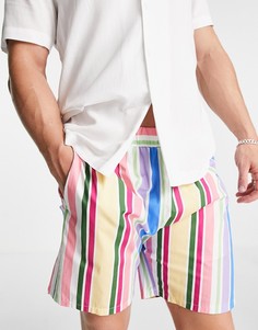 Многоцветные полосатые шорты в стиле ретро от комплекта Vintage Supply-Multi