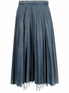 Balenciaga плиссированная джинсовая юбка с необработанным краем