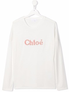 Chloé Kids футболка с длинными рукавами и логотипом