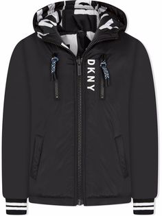 Dkny Kids куртка на молнии с капюшоном и логотипом