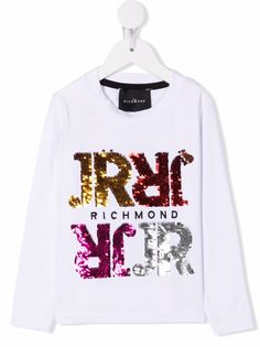 John Richmond Junior футболка с пайетками и логотипом