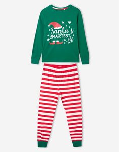 Пижама с новогодним принтом Santas smartest elf для мальчика Gloria Jeans