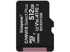 Карта памяти 512Gb - Kingston Canvas Select Plus MicroSDXC UHS-I Class U3 V30 A1 SDCS2/512GBSP