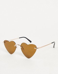Солнцезащитные очки с линзами в форме сердец в тонкой оправе Madein.-Коричневый цвет