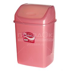 Мусорный контейнер пластик, 18 л, прямоугольный, плавающая крышка, розовый, Dunya Plastik, Sympaty, 09403