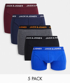 Набор из 5 разноцветных боксеров-брифов Jack & Jones-Разноцветный