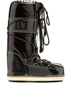 Moon Boot Kids САПОГИ ICON JUNIOR METALLIC-BLACK VINYL