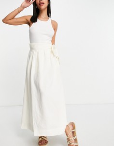 Струящаяся юбка миди кремового цвета из материала Ecovero и льна (от комплекта) & Other Stories-Белый