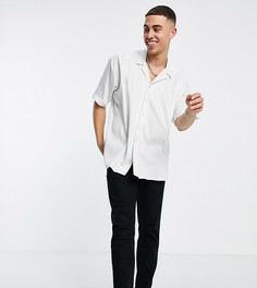 Атласная oversized-рубашка кремового цвета с короткими рукавами New Look-Белый