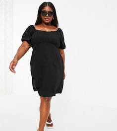 Черное платье мини с присборенным лифом Vero Moda Curve-Черный цвет