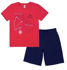Пижама Bossa Nova &quot;Мечтатель&quot; для мальчика: футболка и шорты, красно-синяя Витоша