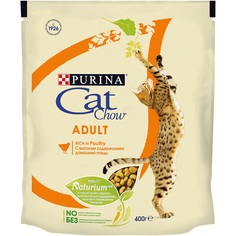 Сухой корм Cat Chow для взрослых кошек, с высоким содержанием домашней птицы, 400гр
