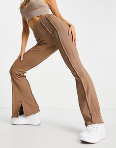 Трикотажные брюки с декоративными швами ASOS 4505-Коричневый цвет