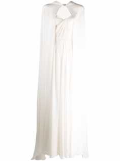 Elie Saab шелковое платье-кейп со сборками