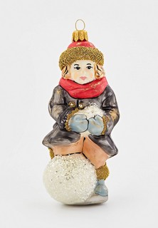 Елочная игрушка Грай Мальчик стоит на шаре из снега