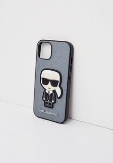 Чехол для iPhone Karl Lagerfeld 13, PU Saffiano Ikonik Patch (metal) Silver