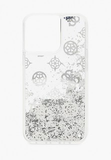 Чехол для iPhone Guess 13 Pro, Liquid Glitter Peony Silver