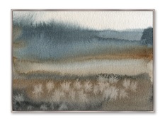 Репродукция картины на холсте symphony of autumn, lake in the fog (картины в квартиру) коричневый 105x75 см.