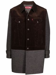 Junya Watanabe Man X Levis однобортное пальто с контрастной вставкой