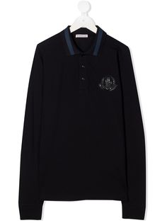 Moncler Enfant рубашка поло с длинными рукавами и нашивкой-логотипом