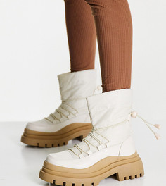 Кремовые дутые ботинки на толстой подошве для широкой стопы Truffle Collection-Белый