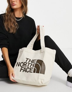 Хлопковая сумка-тоут кремового цвета с логотипом The North Face Logo Cotton-Коричневый цвет