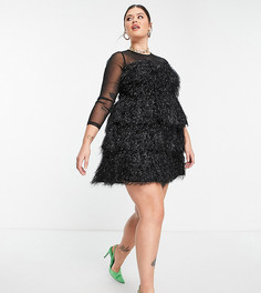 Черное платье мини в сеточку Vero Moda Curve-Черный цвет