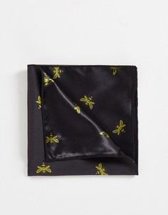 Платок для нагрудного кармана с вышивкой пчел Bolongaro Trevor-Черный цвет