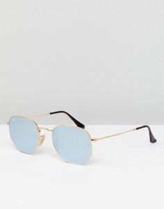 Круглые солнцезащитные очки в золотистой оправе Ray-Ban - 54 мм-Золотой