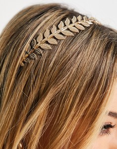 Золотистый ободок для волос с листиками ASOS DESIGN - ЗОЛОТИСТЫЙ