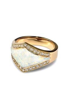 Jacquie Aiche кольцо из желтого золота с опалом и бриллиантами