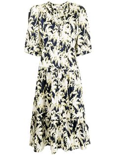 DVF Diane von Furstenberg расклешенное платье миди с цветочным принтом