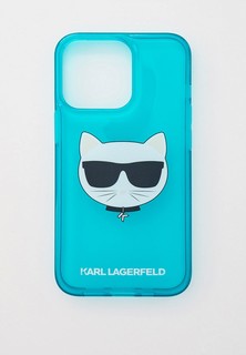 Чехол для iPhone Karl Lagerfeld 13 Pro, TPU FLUO Choupette Transp Blue