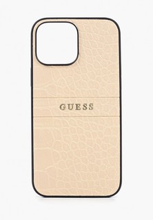 Чехол для iPhone Guess 13 Pro Max, PU Croco with metal logo Hard Beige