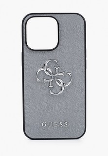 Чехол для iPhone Guess 13 Pro, PU Saffiano 4G Big metal logo Grey