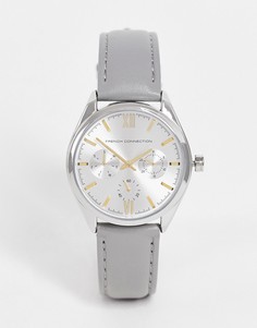 Нежно-серые часы с кожаным ремешком French Connection-Серый