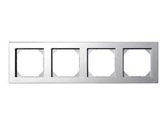 Рамки для розеток, выключателей, накладки декоративные рамка 4 поста LIREGUS Epsilon серебро