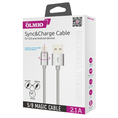 Кабели кабель USB 2.0-Lightning OLMIO 38767 1,0м серый