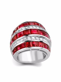 Pragnell платиновое кольцо Manhattan с бриллиантом и рубином