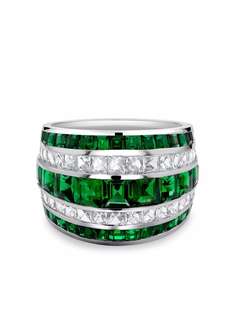 Pragnell кольцо из платины Manhattan с бриллиантами и изумрудом