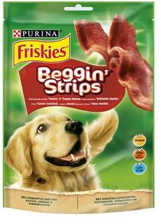 Лакомство Friskies Beggin’ strips для взрослых собак, с ароматом бекона, 120гр