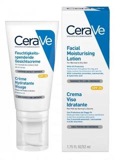 Лосьон увлажняющий CeraVe SPF25 для нормальной и сухой кожи лица, 52мл