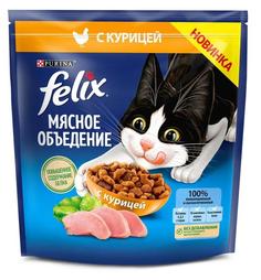 Сухой корм для кошек Felix Мясное объедение, курица, 1,3кг